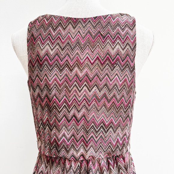 As U Wish Rose Pink Chevron Zig Zag Print Sheath Dress - Picture 8 of 14